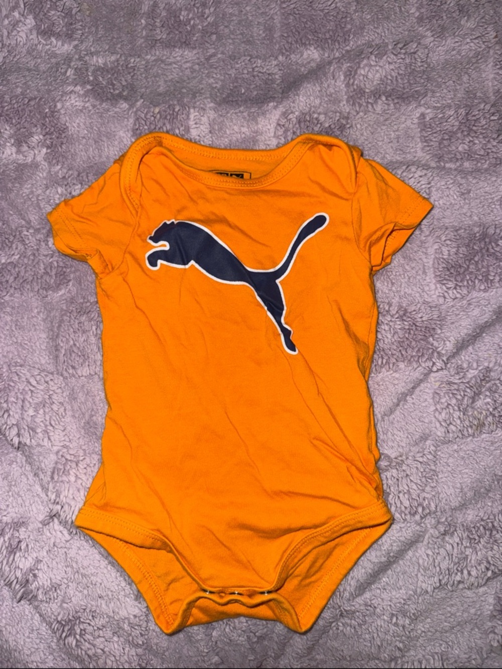 Puma Orange Baby Bodysuit with Navy Puma Logo